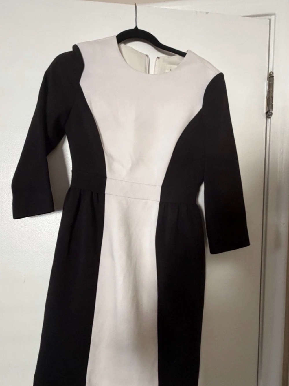 kate spade Tillie Black and White Long Sleeve Colorblock Sheath Dress